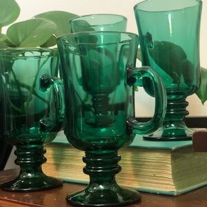 Emerald Green Libbey Glass Mug Set of 4